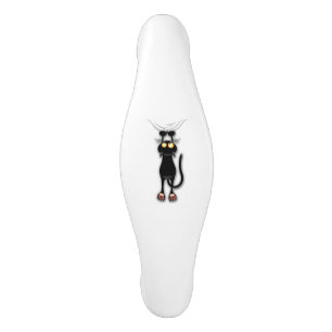 Poignée De Porte En Céramique Personnage de chat drôle grattant le tissu