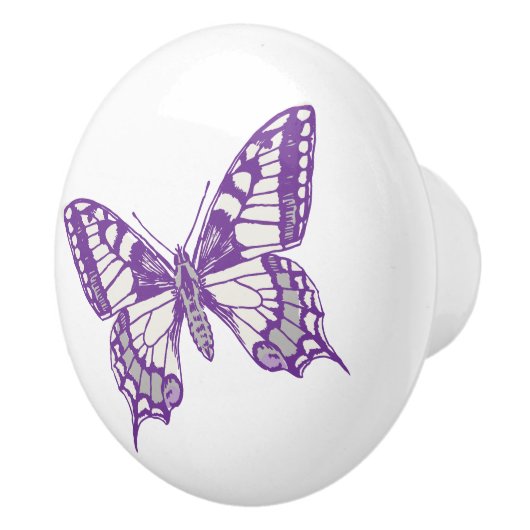 Poignée de porte encrée pourpre d'art de papillon (Droite)