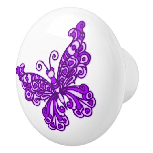 Poignée de porte encrée pourpre d'art de papillon (Droite)