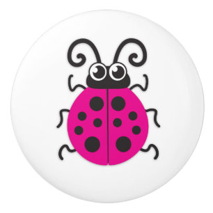 Poignée de porte graphique insecte coccinelle rose