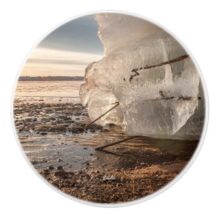 poignée de porte, photo glace sur bord du fleuve