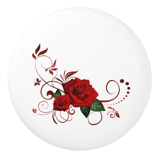 Poignée de porte Rose rouge florale (Devant)
