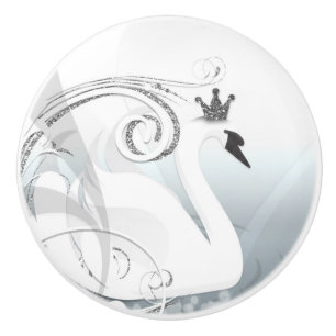 Poignée de princesse cygne argent et blanc élégant