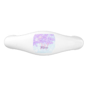 Poignée De Tiroir En Céramique Monogramme étoile pailleté rose violet ajouter let