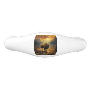 Poignée De Tiroir En Céramique Silhouette de Bison de Buffalo au Coucher du Solei
