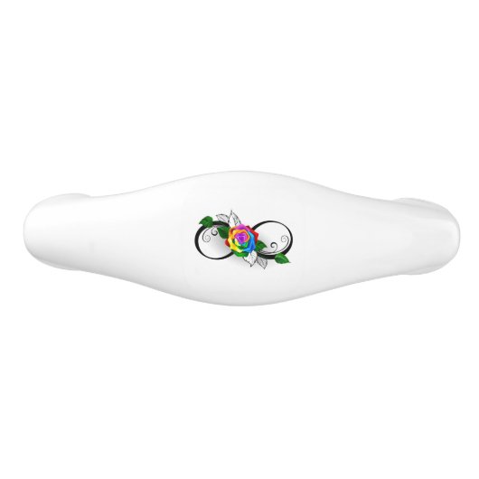 Poignée De Tiroir En Céramique Symbole d'infini avec Rose arc-en-ciel (Devant)