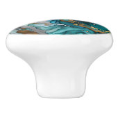 Poignée de tiroir en marbre doré et turquoise, poi (Côté)