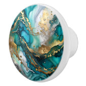 Poignée de tiroir en marbre doré et turquoise, poi (Droite)
