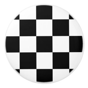 Poignée en céramique à damier noir et blanc