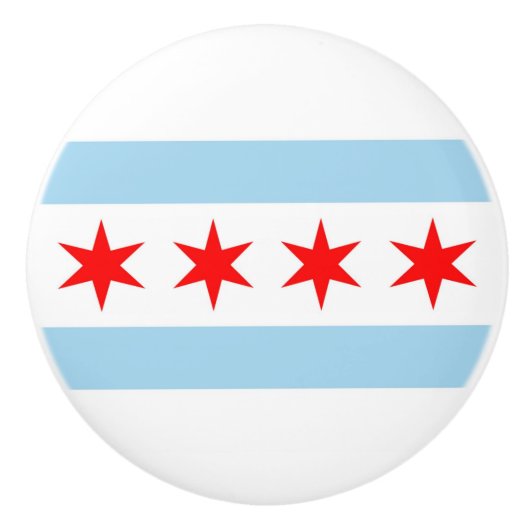 Poignée en céramique avec drapeau de Chicago City, (Devant)