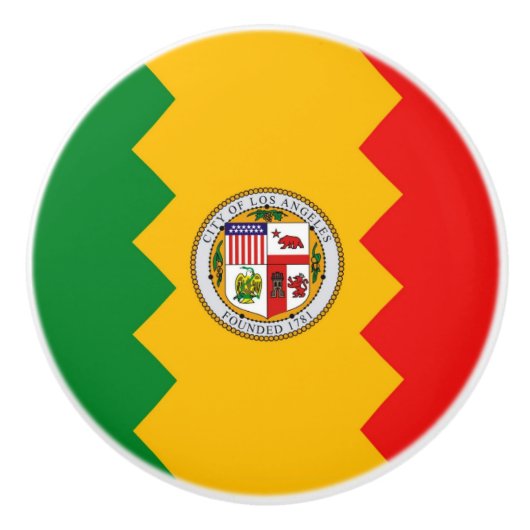 Poignée en céramique avec drapeau de Los Angeles,  (Devant)