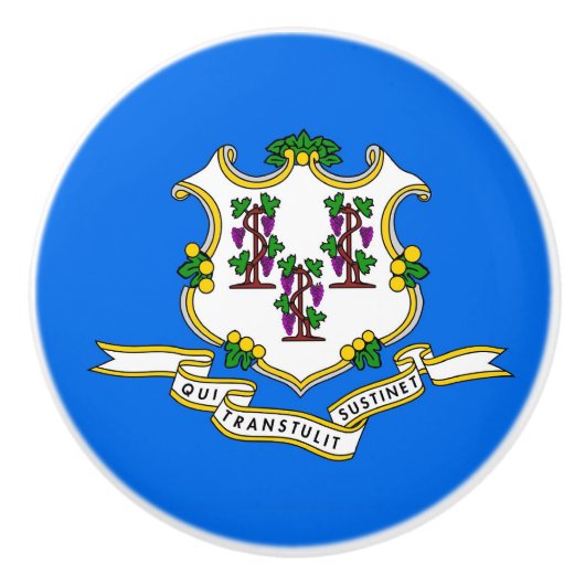 Poignée en céramique avec drapeau du Connecticut,  (Devant)