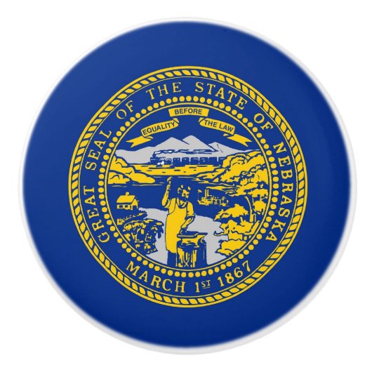 Poignée en céramique avec drapeau du Nebraska, USA (Devant)