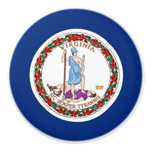 Poignée en céramique avec le drapeau de Virginia S (Devant)