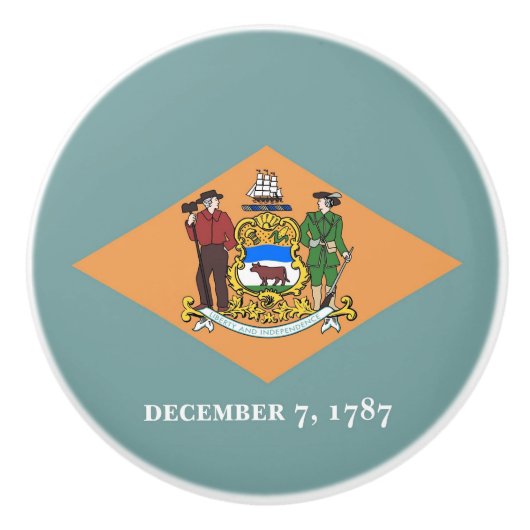 Poignée en céramique avec le drapeau du Delaware, (Devant)