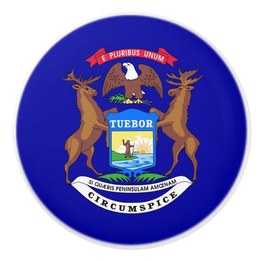 Poignée en céramique avec le drapeau du Michigan (Devant)