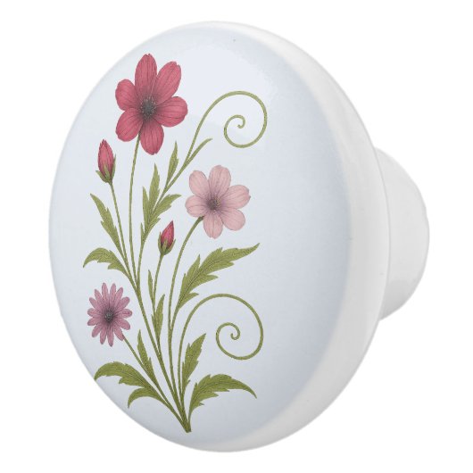 Poignée en Céramique fleur nature-rustique design (Droite)