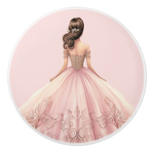 Poignée en céramique rose pour fille de princesse