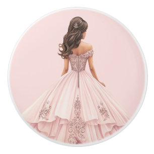 Poignée en céramique rose pour fille de princesse