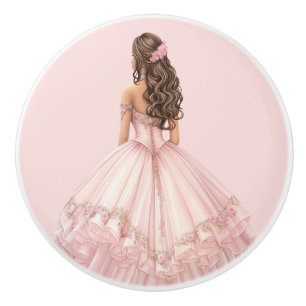 Poignée en céramique rose pour fille de princesse