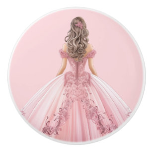 Poignée en céramique rose pour fille de princesse