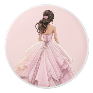 Poignée en céramique rose pour fille de princesse