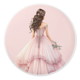 Poignée en céramique rose pour fille de princesse