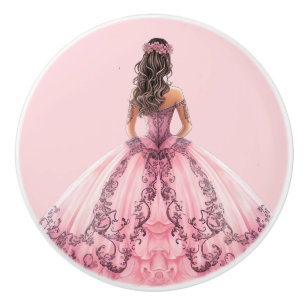 Poignée en céramique rose pour fille de princesse