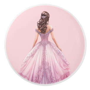Poignée en céramique rose pour fille de princesse