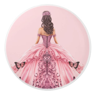 Poignée en céramique rose pour fille de princesse
