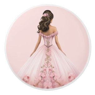 Poignée en céramique rose princesse pour fille