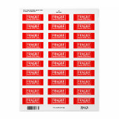 Poignée fragile avec Étiquette d'avertissement de  (Feuille entière)