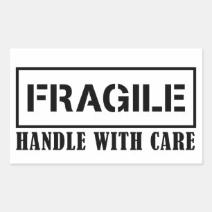 Poignée fragile avec soin autocollant fragile
