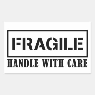 Poignée fragile avec soin autocollant fragile