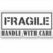 Poignée fragile avec soin - Autocollant fragile (Devant)
