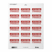 Poignée fragile rouge avec images de Étiquette de (Feuille entière)