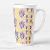 Poignée rose poitrine Budgie florale Latte Mug (Droite)