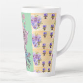 Poignée rose poitrine Budgie florale Latte Mug (Droite)