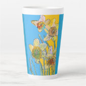 Poignée Turquoise Jaune Daffodil floral Latte Mug (Devant)