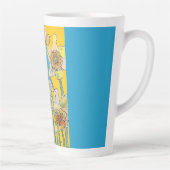 Poignée Turquoise Jaune Daffodil floral Latte Mug (Droite)