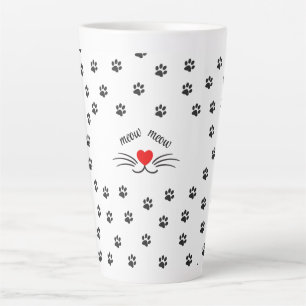Poignées de chat miow coeur rouge Latte Mug