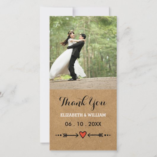 Poignées et flèches roses Merci Mariage rustique (Devant)