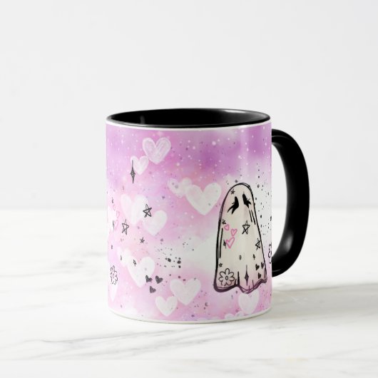 Poing Ghost Doodle Mug (Conception latérale) (Devant droit)