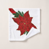 Poinsététie rouge de Noël sur blanc (Gant de toilette)