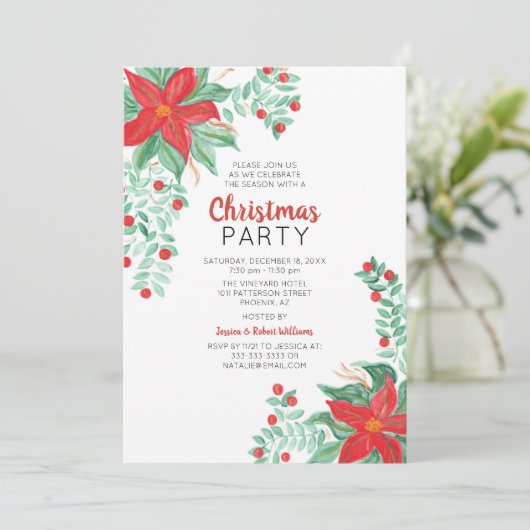 Poinsetta Noël Fête Invitation (Debout devant)