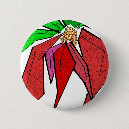 Poinsetta Pin Ronde Button 5,7 Cm (Voorkant)