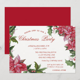 Poinsetta, Red Corporate Kerstparty Kaart