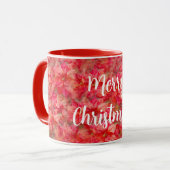 Poinsettia Art Fleurs rouges Coupe de Mug de Noël (Devant gauche)