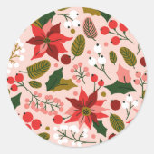 Poinsettia autocollant de vacances d'hiver (Devant)