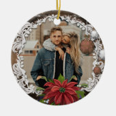 Poinsettia Bauble |  kerstfeestfoto Keramisch Ornament (Voorkant)